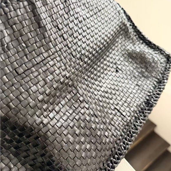 Prada Black Leather Woven Tote Bag - Picture 3 of 11